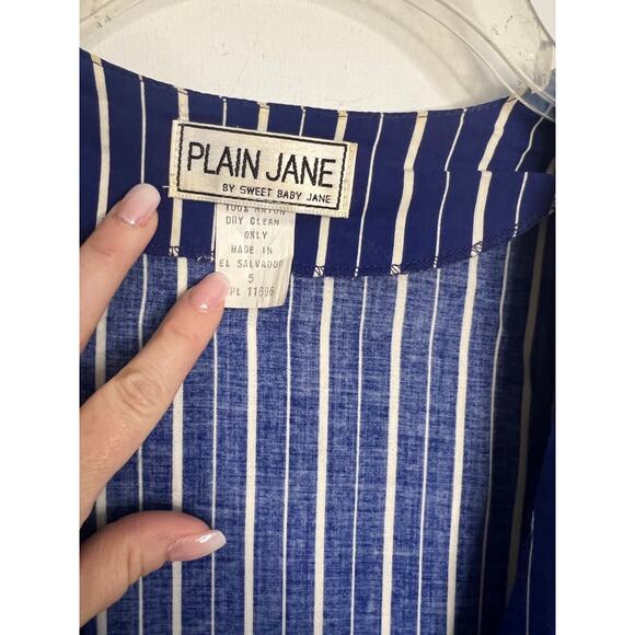 Vintage 90s Striped Jacket Blazer Womens Sz 5 Royal Blue White Striped - Picture 4 of 7